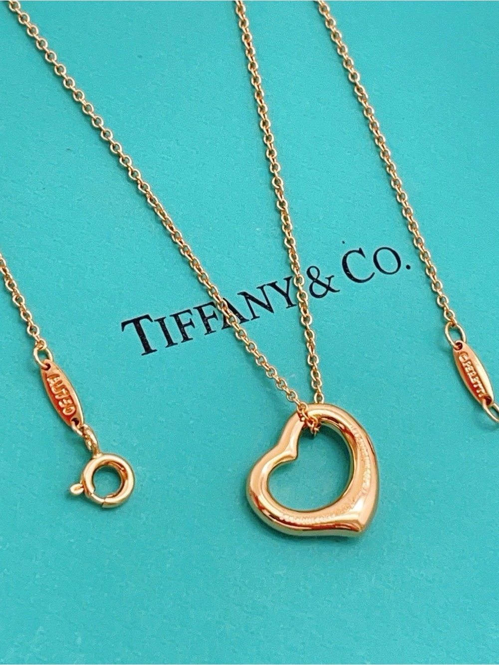 Tiffany & Co. Rose Gold Open Heart Pendant Necklace